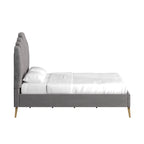Art Deco Style Velvet Upholstered Platform Bed
