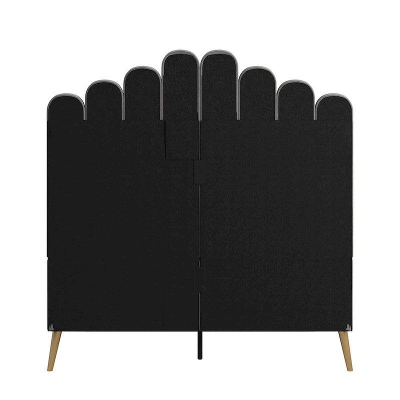 Art Deco Style Velvet Upholstered Platform Bed