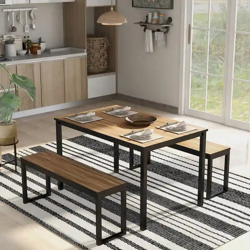 Rhese Transitional Metal 3-Piece Dining Table Sets by Furniture of America