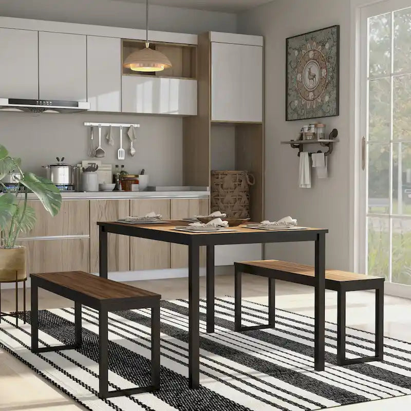 Rhese Transitional Metal 3-Piece Dining Table Sets by Furniture of America