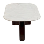 Sagebrook Home Modern Marble and Wood 16H Abstract Oval Coffee Table - 48 x 24 x 16
