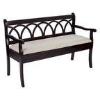 OS Home and Office Furniture Coventry Storage Bench in Antique Black Frame and Beige Seat Cushion K/D
