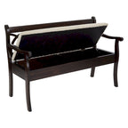 OS Home and Office Furniture Coventry Storage Bench in Antique Black Frame and Beige Seat Cushion K/D