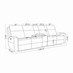 Genuine Leather Power Reclining 4-Seat Sofa For Living Room with Console, USB Port, Adjustable Headrest