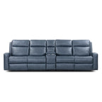 Genuine Leather Power Reclining 4-Seat Sofa For Living Room with Console, USB Port, Adjustable Headrest