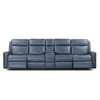 Genuine Leather Power Reclining 4-Seat Sofa For Living Room with Console, USB Port, Adjustable Headrest