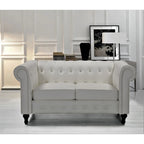 Brooks Velvet Upholstered Classic Chesterfield Loveseat