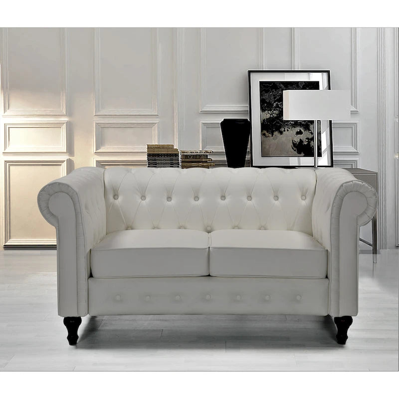 Brooks Velvet Upholstered Classic Chesterfield Loveseat