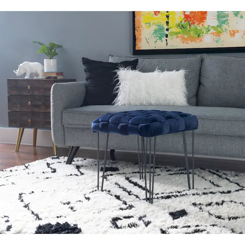 Newbury Handwoven Velvet Square Ottoman