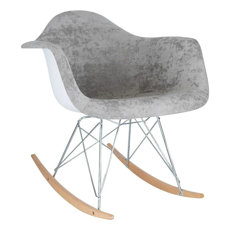 Wilson Contemporary Modern Velvet Rocker Chair - Nursery Rocking Accent Chair for Home Living Room Bedroom Patio
