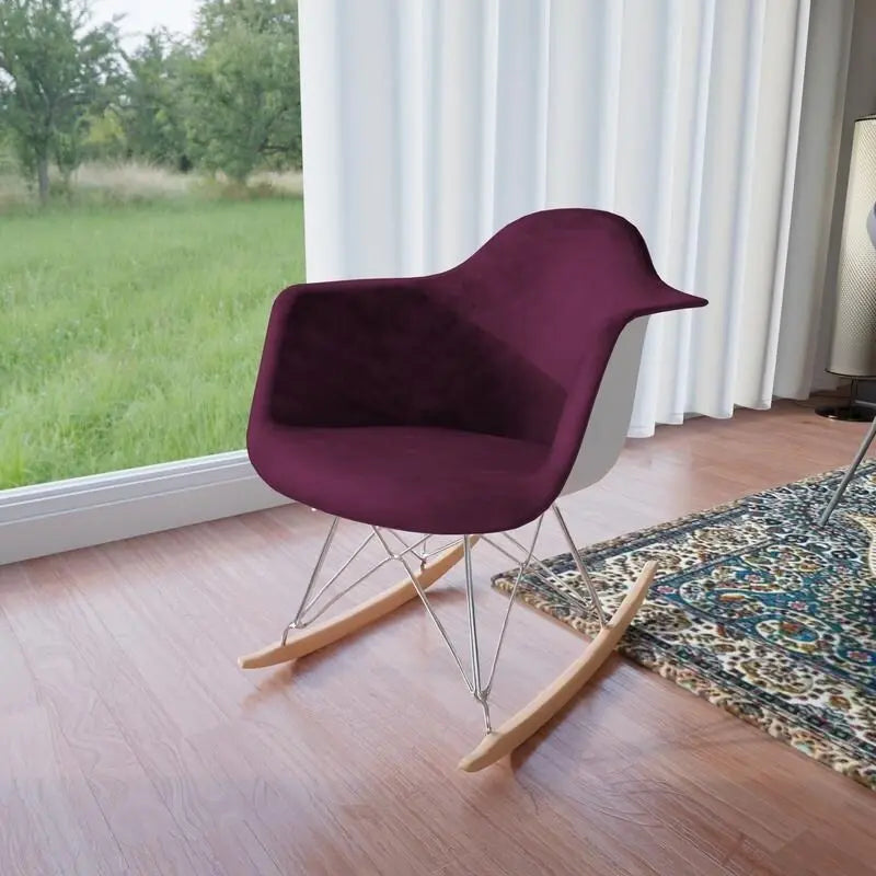 Wilson Contemporary Modern Velvet Rocker Chair - Nursery Rocking Accent Chair for Home Living Room Bedroom Patio