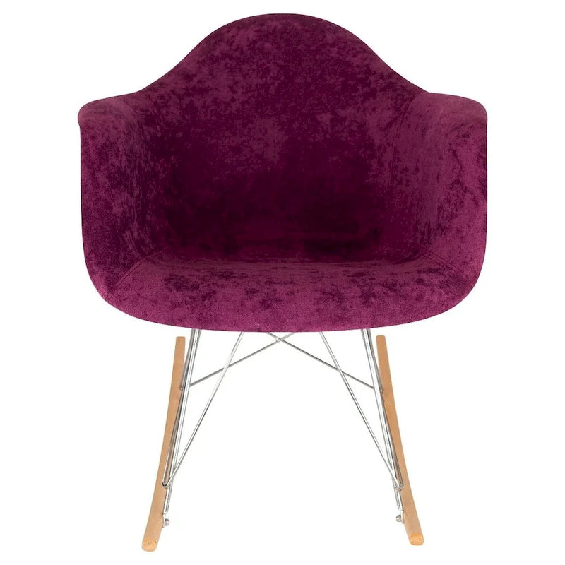 Wilson Contemporary Modern Velvet Rocker Chair - Nursery Rocking Accent Chair for Home Living Room Bedroom Patio