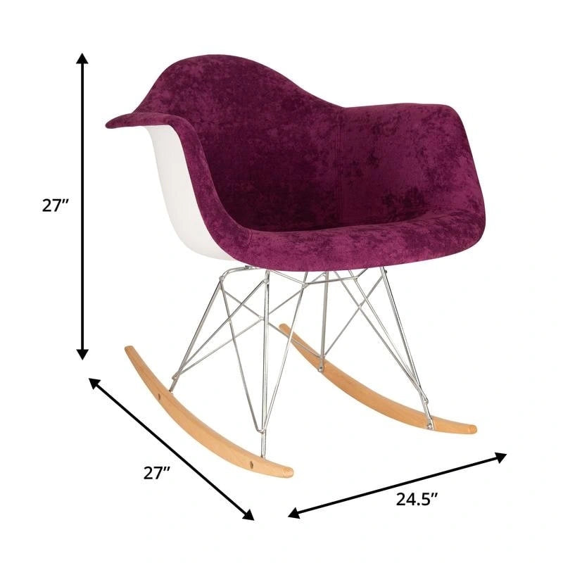 Wilson Contemporary Modern Velvet Rocker Chair - Nursery Rocking Accent Chair for Home Living Room Bedroom Patio