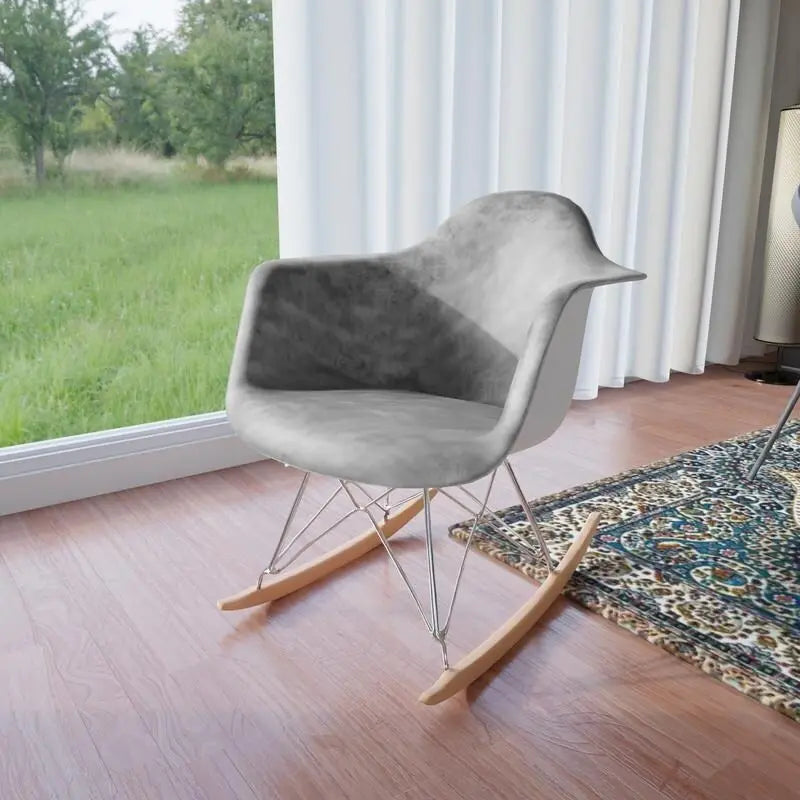 Wilson Contemporary Modern Velvet Rocker Chair - Nursery Rocking Accent Chair for Home Living Room Bedroom Patio