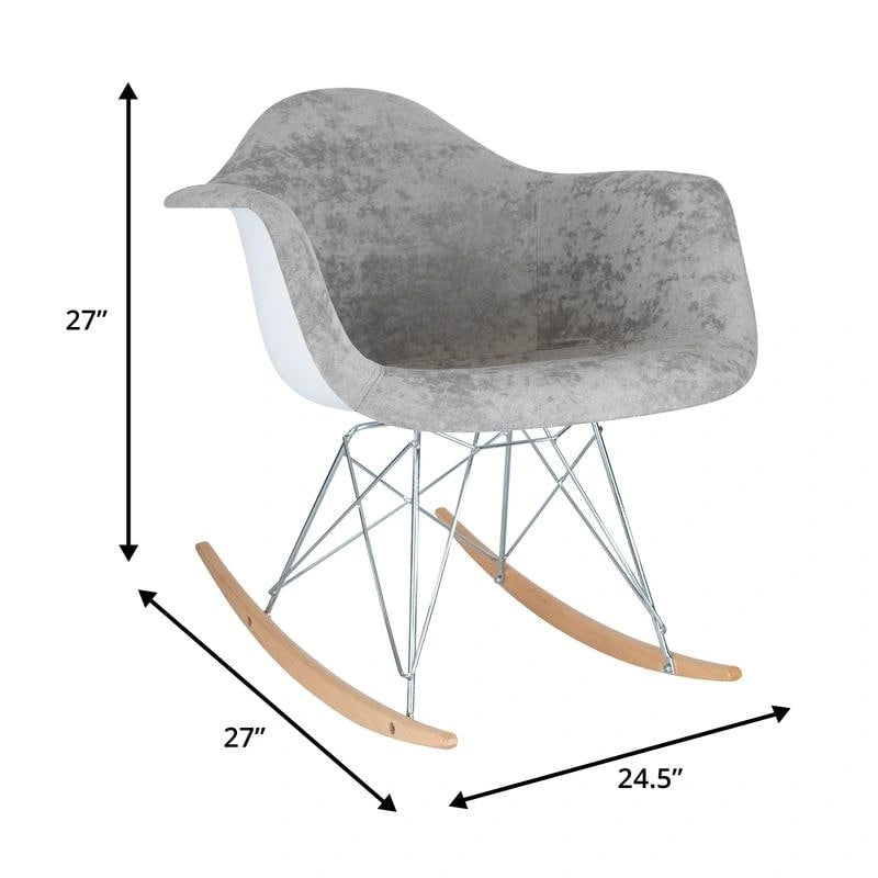 Wilson Contemporary Modern Velvet Rocker Chair - Nursery Rocking Accent Chair for Home Living Room Bedroom Patio
