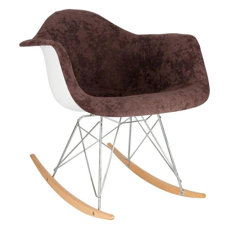 Wilson Contemporary Modern Velvet Rocker Chair - Nursery Rocking Accent Chair for Home Living Room Bedroom Patio
