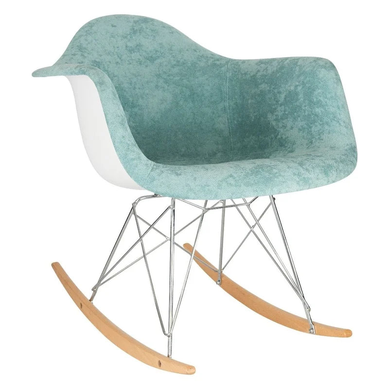 Wilson Contemporary Modern Velvet Rocker Chair - Nursery Rocking Accent Chair for Home Living Room Bedroom Patio