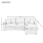 Merax Upholstery Sleeper Sectional Sofa with Storage Space, 2 Tossing Cushions