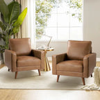 Elizabeth Mid-century Genuine Leather Arm Chair Set of 2 by HULALA HOME