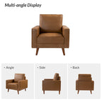 Elizabeth Mid-century Genuine Leather Arm Chair Set of 2 by HULALA HOME