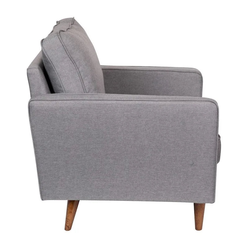 Compact Upholstered Tufted Chair with Wooden Legs