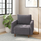 Compact Upholstered Tufted Chair with Wooden Legs