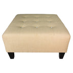 MJL Furniture MAX Button Tufted Upholstered Square Blue Ottoman
