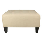 MJL Furniture MAX Button Tufted Upholstered Square Blue Ottoman
