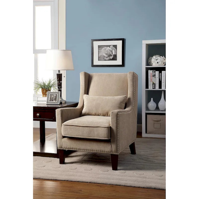 Modern Flannel Upholstered Chair with Rivet Accents