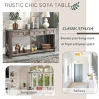 Merax Rustic Console Table with Storage Drawers and Bottom Shelf