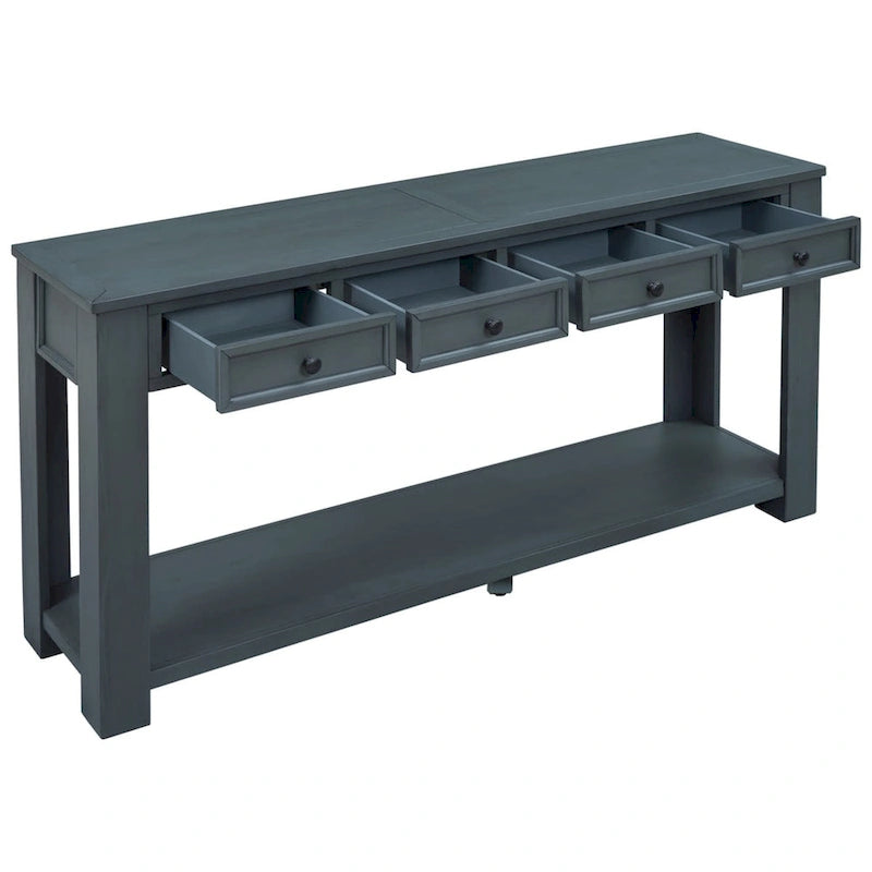 Merax Rustic Console Table with Storage Drawers and Bottom Shelf