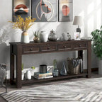 Merax Rustic Console Table with Storage Drawers and Bottom Shelf