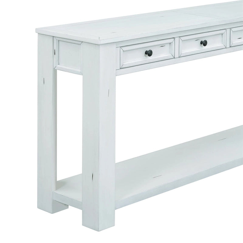 Merax Rustic Console Table with Storage Drawers and Bottom Shelf