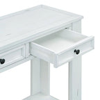Merax Rustic Console Table with Storage Drawers and Bottom Shelf