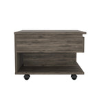 22 Dark Brown Manufactured Wood Rectangular Lift Top Coffee Table With Drawer - 15.3 H x 21.6 W x 19.6 D