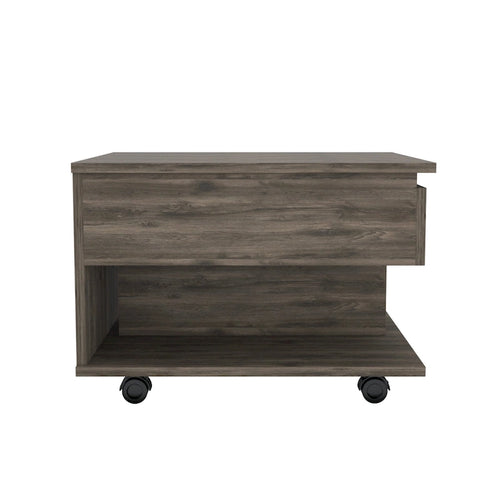 22 Dark Brown Manufactured Wood Rectangular Lift Top Coffee Table With Drawer - 15.3 H x 21.6 W x 19.6 D