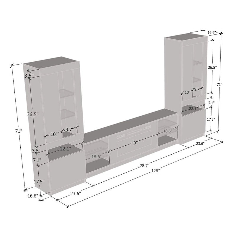 Boston 01 Electric Fireplace Modern Wall Unit Entertainment Center
