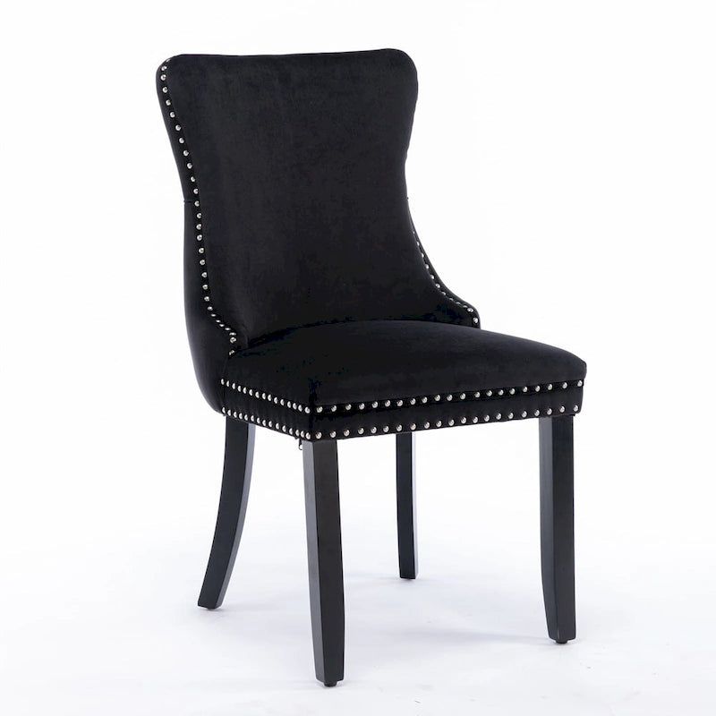 Wing-Back Dining Chair with Backstitching Nailhead Trim