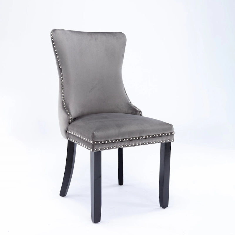Wing-Back Dining Chair with Backstitching Nailhead Trim