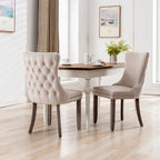 Wing-Back Dining Chair with Backstitching Nailhead Trim