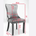 Wing-Back Dining Chair with Backstitching Nailhead Trim