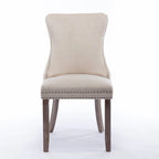 Wing-Back Dining Chair with Backstitching Nailhead Trim