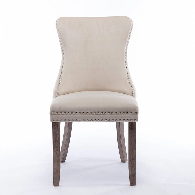Wing-Back Dining Chair with Backstitching Nailhead Trim