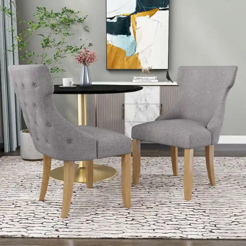 Gaji Contemporary Wood Tufted Wingback 2-Piece Side Chairs by Furniture of America