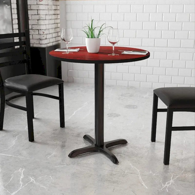30 Round Laminate Table Top with 22 x 22 Table Height Base - 30W x 30D x 31.125H - 30W x 30D x 31.125H