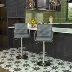 Javlergo Set of 2 Bar Stools Adjustable Swivel PU Leather Barstools with Arm and Back