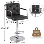 Javlergo Set of 2 Bar Stools Adjustable Swivel PU Leather Barstools with Arm and Back
