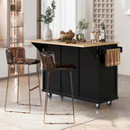 Kitchen Cart with 5 Wheels with Storage Cabinet and 3 Drawers