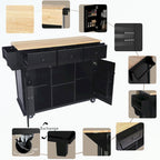 Kitchen Cart with 5 Wheels with Storage Cabinet and 3 Drawers