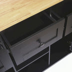 Kitchen Cart with 5 Wheels with Storage Cabinet and 3 Drawers